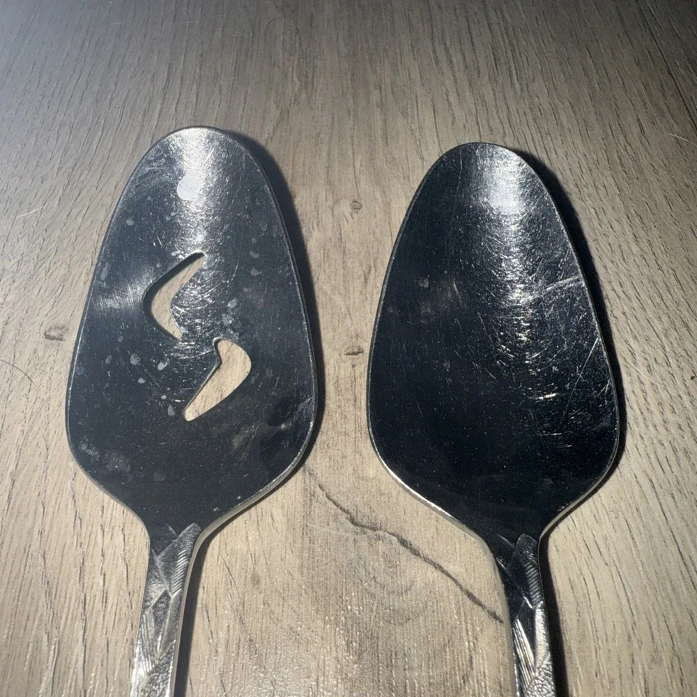 Towle SCC Cubist Stainless Flatware, Serving Spoons Aquarius,‎ Japan MCM, 50s